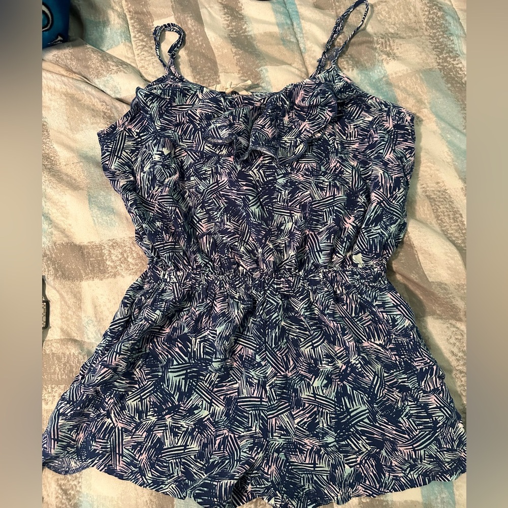 Blue Patterned Romper